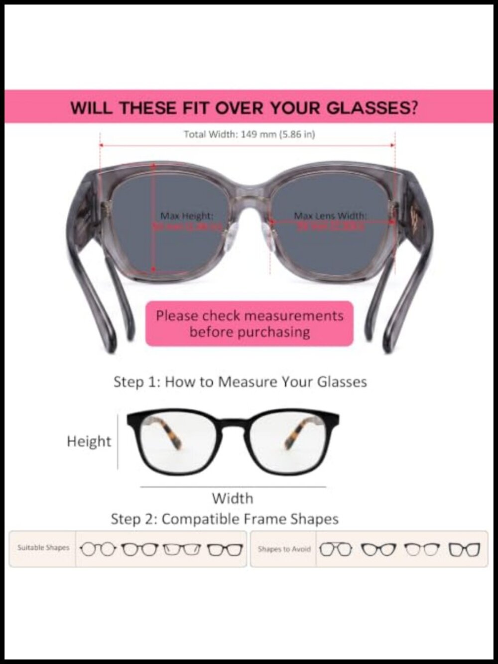 Polarized Fit Over Sunglasses Oversized UV Protection TR90 - Picture 5 of 6